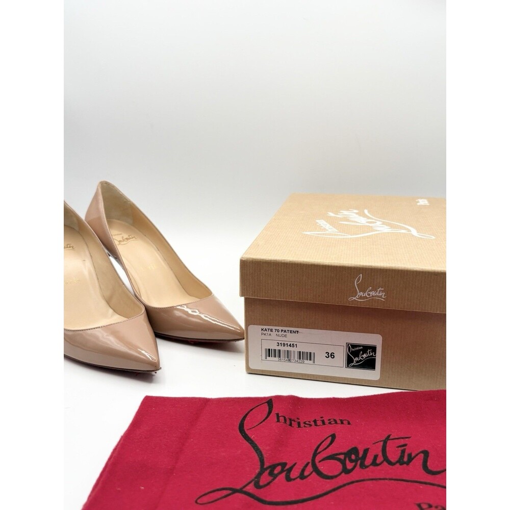 Christian Louboutin Kate 70 Nude Patent Leather Pointed Toe Stiletto Heels EU 36 - Picture 14 of 15